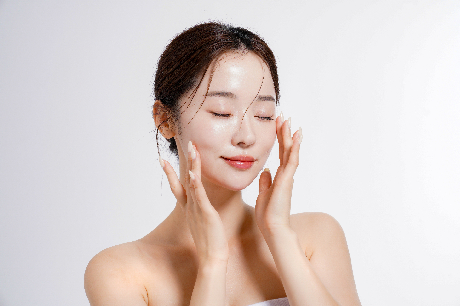 Close-up detail of healthy, glowing skin