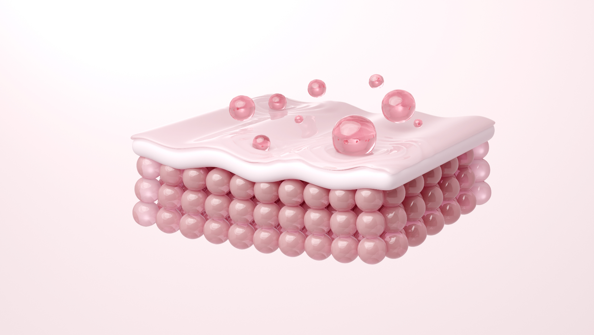 3D illustration of PDRN molecules absorbed by the skin's surface